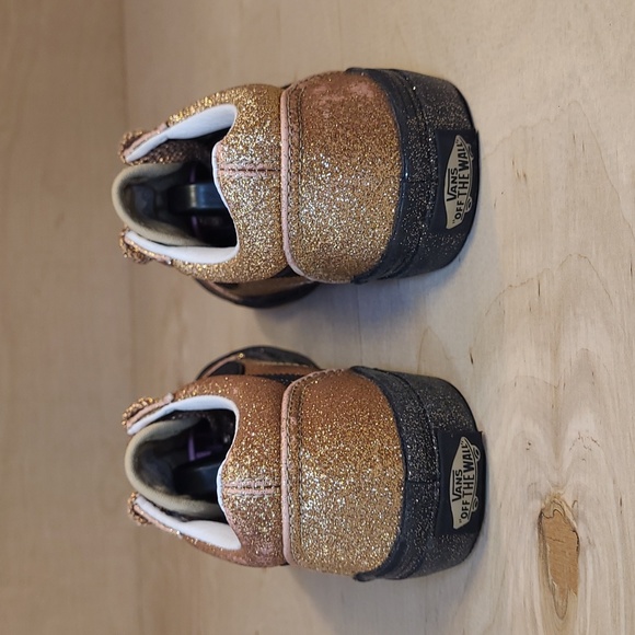 Vans Old Skool Off The Wall Gold Black Glitter Kids Shoes - Picture 6 of 9